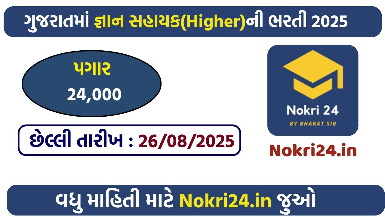 Samagra Shiksha (SSA) Gujarat Gyan Sahayak Higher Recruitment 2025 – Apply Online