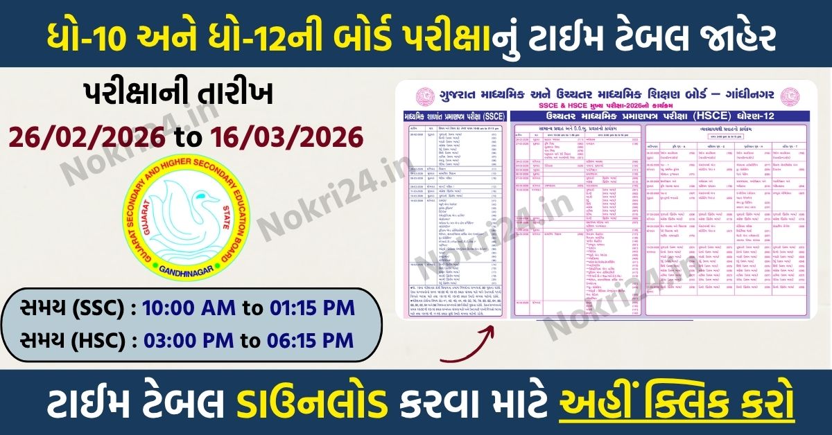 GSEB has released the SSC And HSC Time Table 2026: Download Gujarat Board Exam Schedule