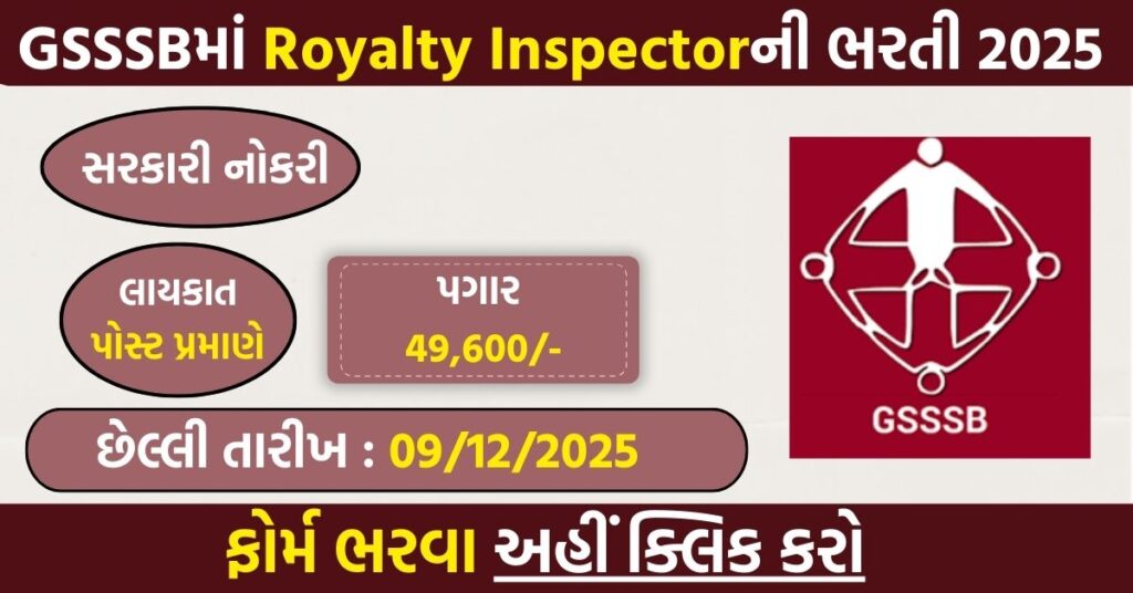 GSSSB Royalty Inspector Recruitment 2025: Apply Online for 29 Class-3 Posts