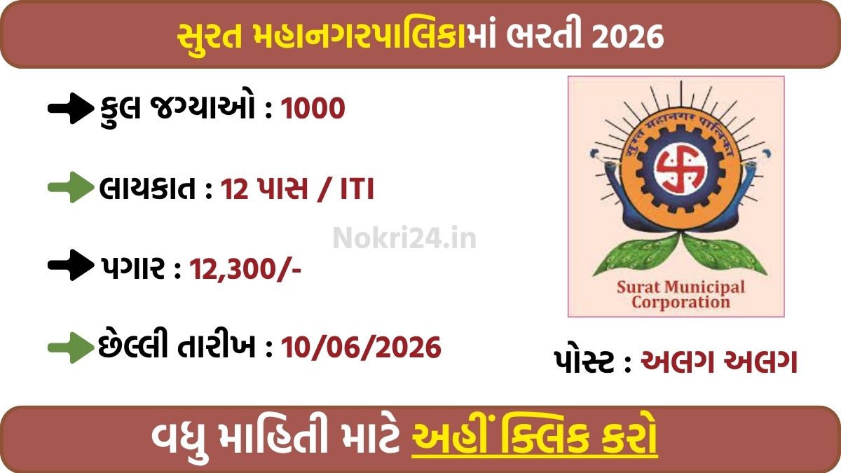 SMC Recruitment 2026: Apply Online for 1000 Apprentice Vacancies in Surat Municipal Corporation